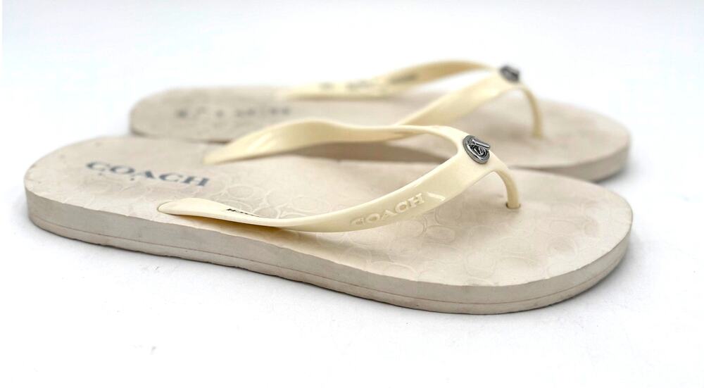 Coach Women's White Abbigail Flip Flop Thong Sandals Size 9